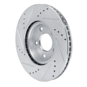 Mazda 3 Brake Rotor (1) - Front Right - R1 Concepts - Drilled & Slotted - Silver - `19-`25
